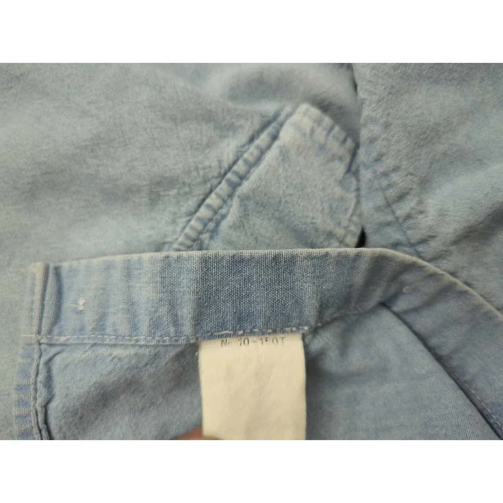 Free Farm Hand Button Up Shirt Mens Medium Blue Denim Short Sleeve‎ Casual - Picture 5 of 7